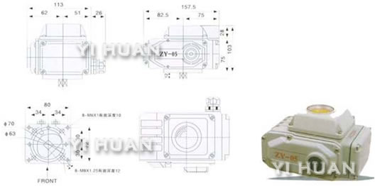 Instruction for ZY series electric actuator outline dimension-1