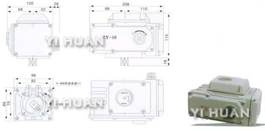 Instruction for ZY series electric actuator outline dimension-2