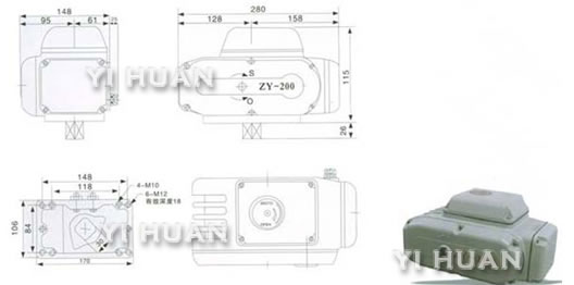 Instruction for ZY series electric actuator outline dimension-4