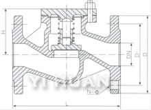 lift check valve acc. to DIN dimensions drawing