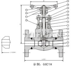 Flanged end gate valve brief figure of structure