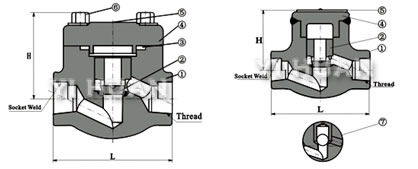 Welding type piston check valve brief figure of structure