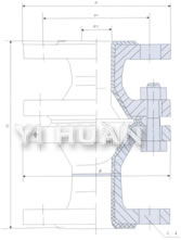 H40J/FS-6/10浮球式襯膠、襯氟止回閥結(jié)構(gòu)圖
