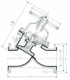 G45J-6型 直流式襯膠隔膜閥-結(jié)構(gòu)圖