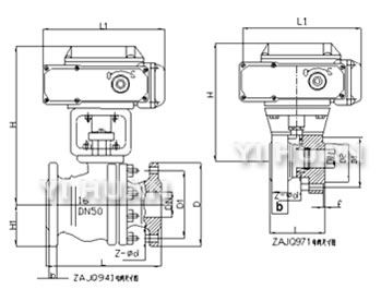 超短型ZAJQ電動(dòng)調(diào)節(jié)對(duì)夾式球閥外形尺寸