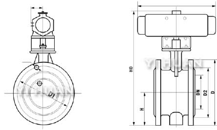 法蘭式氣動(dòng)蝶閥結(jié)構(gòu)圖