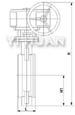 D373H渦輪傳動對夾式硬密封蝶閥結(jié)構(gòu)圖2