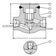  螺栓閥蓋升降式鍛鋼止回閥 結(jié)構圖 